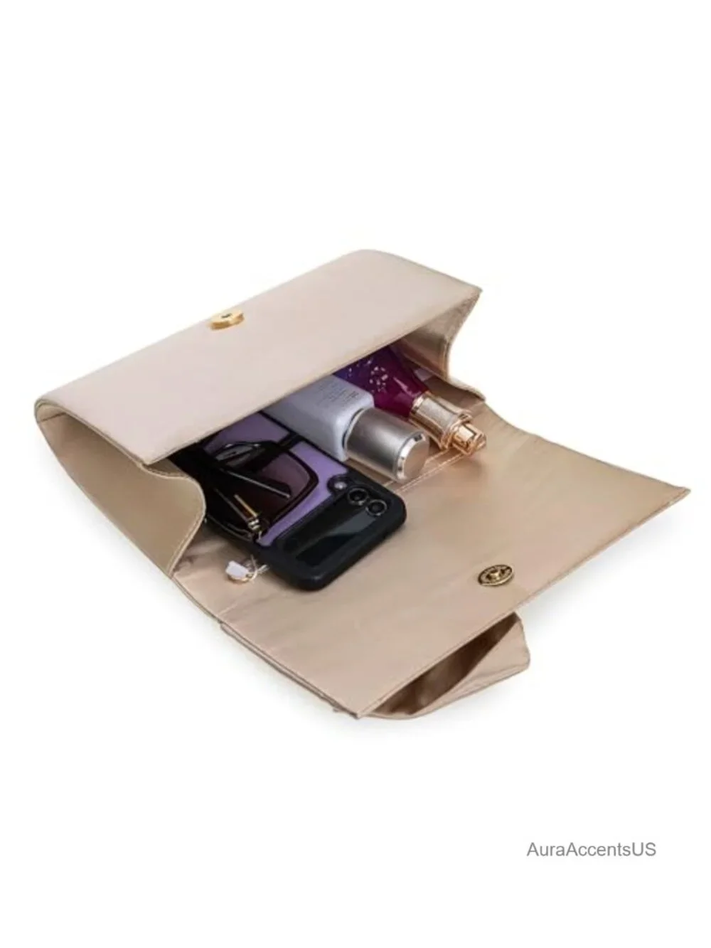 Satin Bow Evening Clutch with Removable Chain Strap